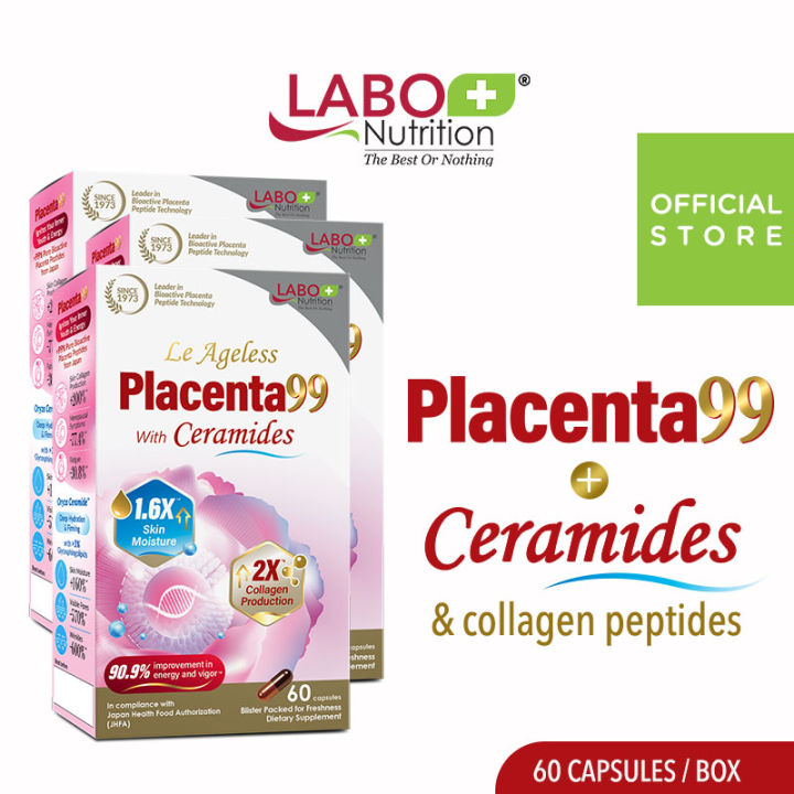 [3 boxes] LABO Nutrition Le Ageless Placenta Ceramide Skin Collagen ...