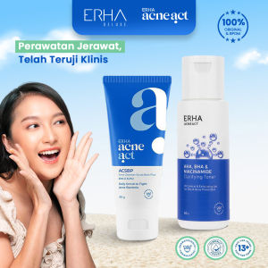 ERHA Sabun ACSBP Acne Cleanser Scrub Beta Plus & Clarifying Gel Toner - Paket Pembersih Wajah Jerawat