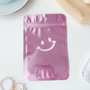ถุงรูดลายยิ้ม น่ารัก ถุงซิปล็อกน่ารักๆจำนวน 50 ชิ้น ถุงรูดเลเซอร์ลายยิ้มน่ารัก ถุงซิปแบบหน้าใส แขวนได้ สําหรับใส่บรรจุภัณฑ์