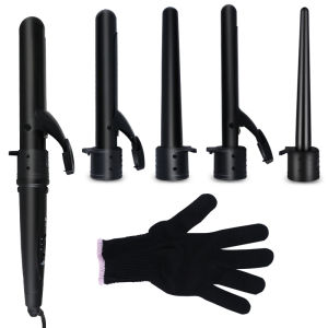 Professional interchangeable barrels 5 in 1 hair curling wand hair curler 5 Part Hair Curling Iron Ceramic Heat Resistant Glove
