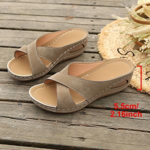 [Free Shipping] New Plus-Size WomenS Shoes 2026 Summer Collection: WomenS Sandals With A Crisscross Design Wedge Heel And Thick Sole