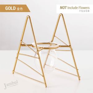 Glass Metal Flower Succulent Plant Table Vase Pot Iron Stand Rack Living Room House Decor Pasu Bunga Hiasan Besi 盆栽三角架