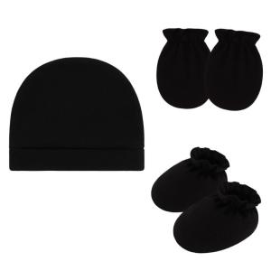 3 Piece Infant Headgear Hand Foot Cover Set Breathable Cotton Baby Bonnet Mittens Socks Scratch Prevention Accessories