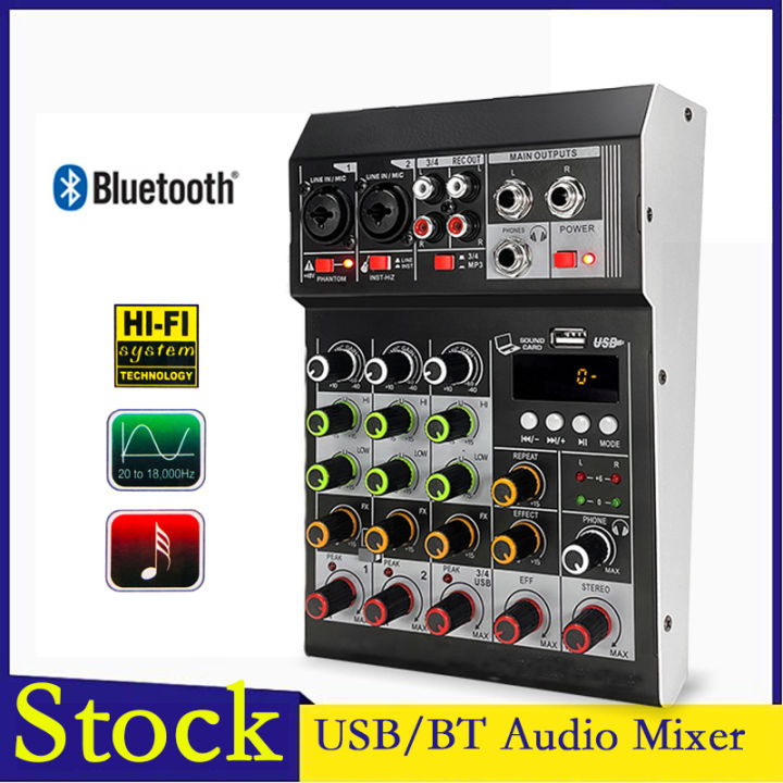 Mixer Sound Audio System Bluetooth Dsp Usb 4 Channel Mini Audio Interface For Recording 12v Mixer Sound Audio System Bluetooth Dsp Usb 4 Channel Mini Audio Interface For Recording 12v