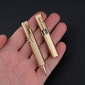 DAN LE Easy Carry Mini Brass Pen All-Metal Retractable Travel Pocket Pen Creative Business Neutral Ballpoint Pen Signature Gift
