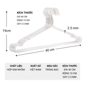 COMBO 10 MÓC NHÔM NGƯỜI LỚN 40cm MÓC NHÔM PHƠI QUẦN ÁO