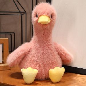 JOJO CASTLE Kawaii Simulation Yellow Duck Plush Toy 35/45cm White Pink Black Long Hair Duck Plush Doll for Boys And Girls To Accompany Sleeping Gift  鸭子玩偶 公仔