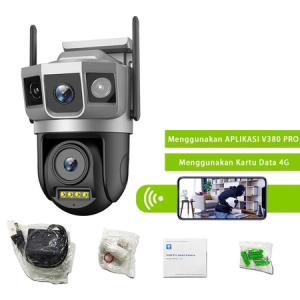 V380 Pro Kamera CCTV Tenaga Surya Outdoor 4G SIM WIFI Matahari Penglihatan Malam Penuh Warna cctv sambung hp jarak jauh