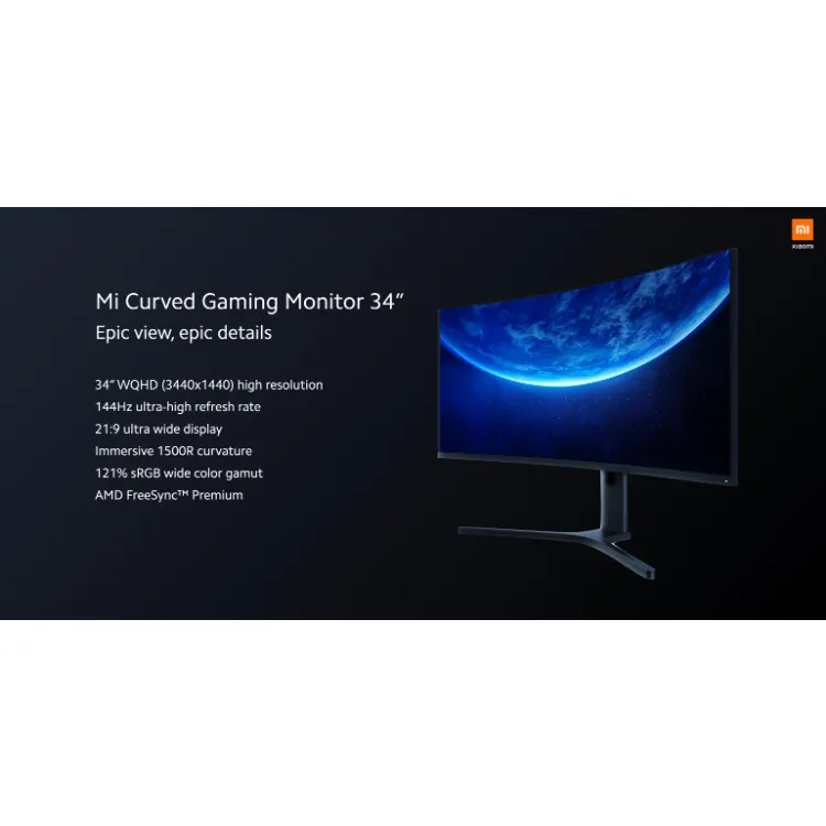Xiaomi Mi Curved Gaming Monitor 34 Inch 3440 1440 Wqhd 21:9 144Hz AMD