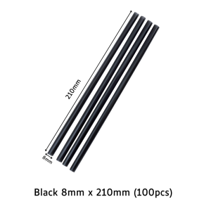 Black Plastic Straight Straws for Hot & Cold Drinks - Versatile Durable Food-Grade Disposable Straws