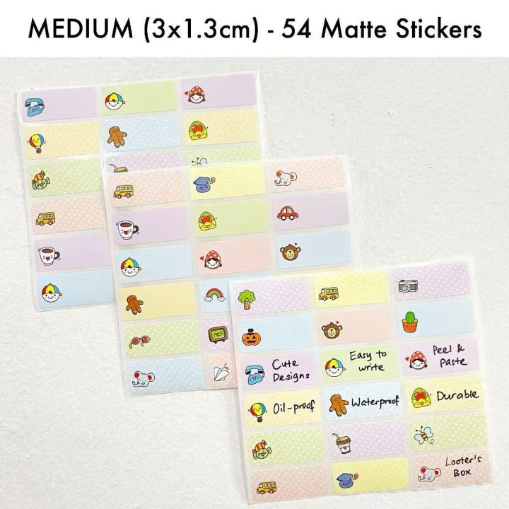 Waterproof Cartoon Name Label Stickers – Cute Handwriting Blank Tags ...