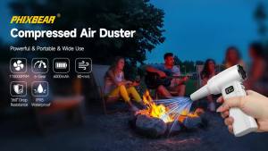 Super Power Compressed Air Duster with LED Display Cordless Cordless Air Duster Rechargeable 5 SpeedsLeaf Blower Dust Blower Cleaning Kit for Computer Keyboard Outdoor and Car