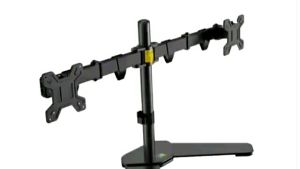 KALOC DW220T 17"-27" Table Top Monitor Stand Flexible Double Arm Monitor Desk Mount Dual Monitor Free Standing Desktop Mount Height Adjustable Full Motion Two Arm Hold Up To 2Kg- 9kg Monitor