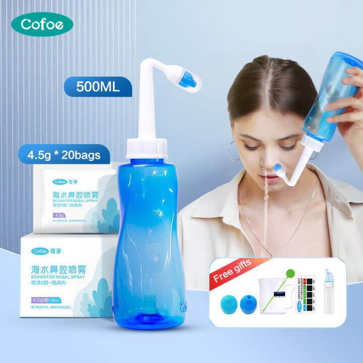 Cofoe 500ml Nasal Wash Neti Pot Cleaner Irrigation 20 Bag 45g Nasal