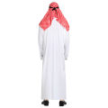 Người Đàn ông áo choàng hồi giáo thobe saudi Arab Tay áo dài Robe với khăn phù hợp với hóa trang Halloween Trung Đông Arab hoàng tử Trang Phục Cosplay cho nam giới trưởng thành. 