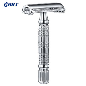 BAILI Butterfly Double Edge Safety Razor Set Manual Wet Shave Metal Anti-rust with 11 Swedish Stainless Steel Platinum Razor Blades 1 Portable Travel Case with mirror and 1 Shaving Cream