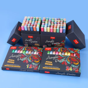 GuangNa 12/24/36/48 Colors Acrylic Paint Markers Pen set Water Based Morandi color Marker Painting Art Supplies