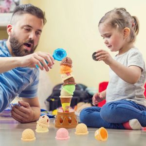 VERIDIAI Stackable Ice Cream Stacking Toy Interactive Pretend Play Stack Simulation Food Game Ice Cream Cone Play Game Craft Kids Pretend Play Toys Toddlers Kids