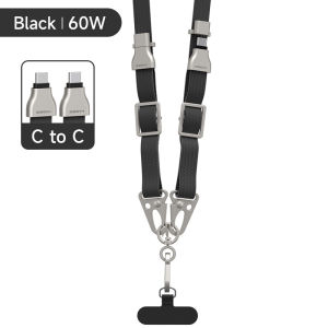 Hagibis 2 in 1 cell phone lanyard with usb c to usb c connecting cable anti-shedding PD60W Type-C cable for Camera Sony Fuji  iPhone 16 Pro Android phone
