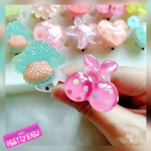 Acrylic Fruits Vegetables Shapes Kids Ring with Light Jewel Accessories [SG]