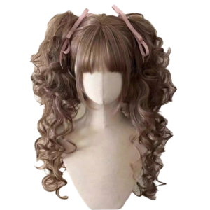 KODUS Tổng hợp Tóc đuôi ngựa cắt công chúa Ombre Cosplay Tóc giả Lolita có mái bằng Thời trang Tóc vàng nâu Tóc giả Harajuku Halloween Cô gái