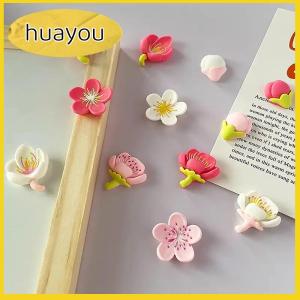 huayou 12pcs Creative Whiteboard Cartoon Magnetic Sticker Fridge Magnet Pink Flower Resin Decorative Refrigerator Magnets