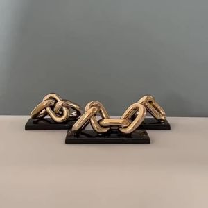 Sacesr Ceramic Handicraft Hollow Chain Geometric Chain Ceramic Sculpture Decorative Figurines Room Decoration Accessories 4P6B8