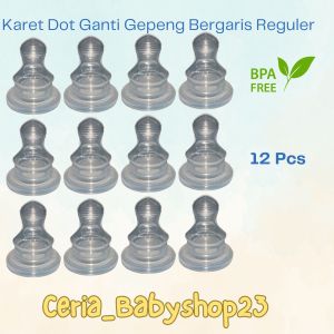 12Pcs Karet Dot Bayi Model Gepeng Bergaris Bisa Untuk Segala Jenis Botol Reguler Bahan Silikon Sangat Elastis Bisa Direbus Aman Sudah BPA Free Karet Sangat Lentur