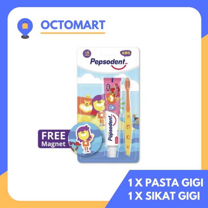 PEPSODENT KIDS Sikat Gigi & Pasta Gigi Anak Strawberry 45gr [RANDOM VARIAN]