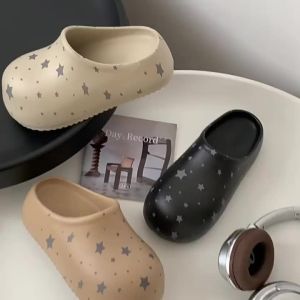 [Free Shipping] Cute Style Sweet Star-Shaped Closed-Toe Slippers For Girls 2026 Spring Thick-Soled Non-Slip Slip-On Height-Increasing Slippers For Outdoor Wear