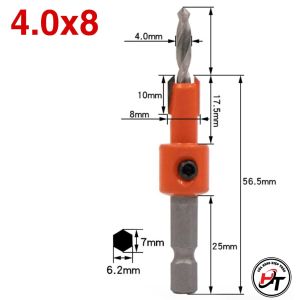 Mũi khoan âm vít gỗ 2 tầng chân lục giác mồi vít 3mm 4mm cao cấp MKAV-LG