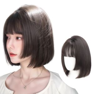 BAIXL Tóc nối Tóc giả cắt công chúa Cosplay Lolita Tóc bob Tóc giả nhiều lớp anime Sợi chịu nhiệt Tự nhiên Tóc giả tổng hợp có mái bằng Cô gái