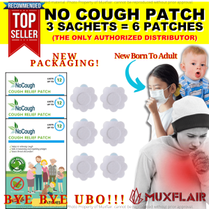 3 sachets - 6 Patches NoCough Relief Patch No Cough Organic Herbal 12 hours Cough Relief for Ubo Asthma Allergy