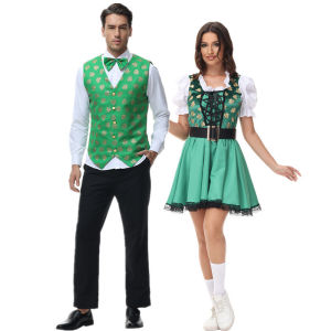 11.11 Cross-border Oktoberfest cosplay green bronzing couple beer suit bar reception overalls party suit adult