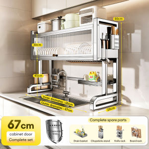 ICIC Stainless steel Kitchen Dish Rack Cabinet Sink Dish Rack Organizer Cabinet Dustproof Dish Drying Rack With Door