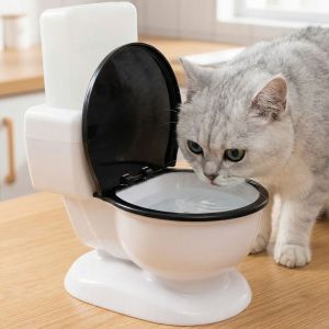OUTOPEN Toilet Shape Pet Water Dispenser 650 ML Detachable Pet Food Bowl Dog Waterer Simulation Closestool Water Fountain For Cats Dogs