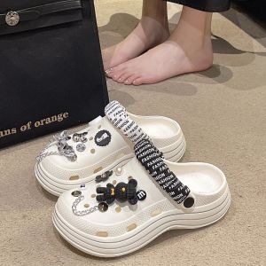 [Free Shipping] Womens cute clogs for doctors and nurses thick-soled high-heeled non-slip Korean-style beach closed-toe sandals for summer outdoor wear