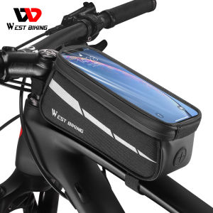 WEST BIKING Bike Front Tube Bag Bicycle Touchscreen Phone Bag For 5.5~7.0 Inch Cycling Waterproof Tool Bag Mountain Bike Accessories