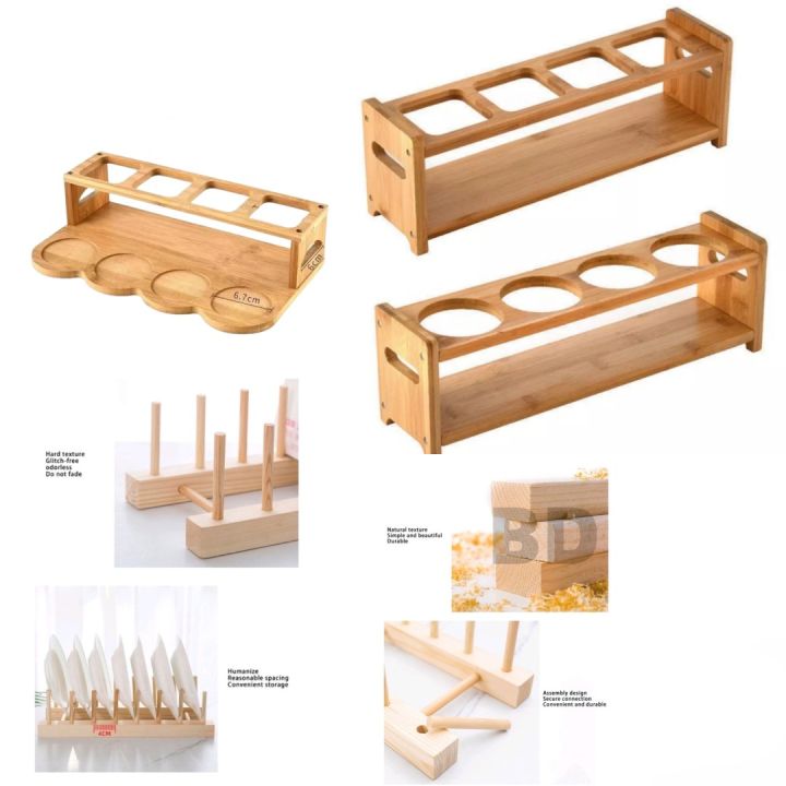 Condiment Wooden Rack Bamboo Wood Shelf Kitchen Helper Round Square ...