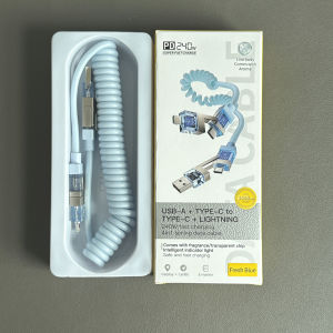 Transparent Core Four-in-One Spring Aromatherapy Fast Charging Data Cable for All Ages  Men and Women  Portable  Fragrant