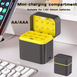 RISEDOT Intelligent Flip-top Lithium Battery Charger 8 Slots 1.5V AA/AAA Battery Charging Case Portable Type-C Port 1.5V Lithium Battery Charger For 1.5V AAA/AA Lithium Batteries