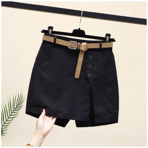 Casual Cotton Shorts for Women 2025 Summer Fashion Versatile A-line Pants Slim Stretch Skirt (Without Belt)