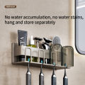 Aluminium Toothbrush Holder Wall Toothpaste Holder Toothbrush Organizer Brush Teeth Holder Bathroom Accessories 牙刷架浴室收纳架. 