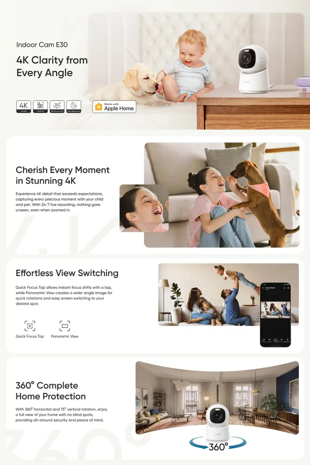 Eufy Indoor Cam E30, Latest Generation, 4K UHD Security Camera