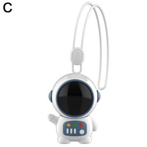 VAORLO Cartoon Space Astronaut Mini Fan 2 Speeds Wind Rechargeable Portable Carry Neckband Bladeless Fan Outdoor Cool Wind Summer Artifact USB