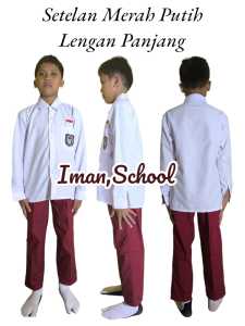 Setelan Merah Putih Anak Laki-laki Seragam SD Kemeja Putih Lengan Panjang Dan Celana Panjang Merah