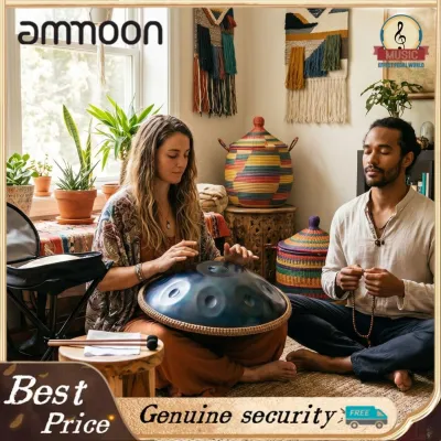 ammoon Summina Handpan Drum 22 Inch D Minor Kurd 440Hz 10 Notes Professional Handpan Instrument for Adults Nitrogen Steel Hand Drum with Stand Carrying Backpack Drumsticks & Cleaning Cloth (Gold)