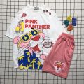 Set Đồ Bộ In Hình Chú Báo Hồng- the pink panther cartoon 3D Cute DB45-Lapi VN Áo+ Quần Đùi Vải Thun Cotton Thoáng Mát. 