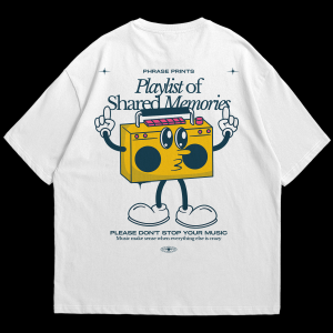 Baju Musik Pria PLAYLIST MEMORIES T Shirt Distro Bandung Phrase Prints