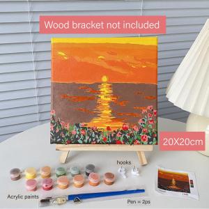 20x 20cm DIY Digital Oil Painting Canvas Framed Kids Art Drawing Tools